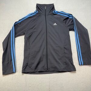 Adidas Clima 365 Track Jacket BLACK/Blue Full Zip Athletic Warm Up Womens Medium